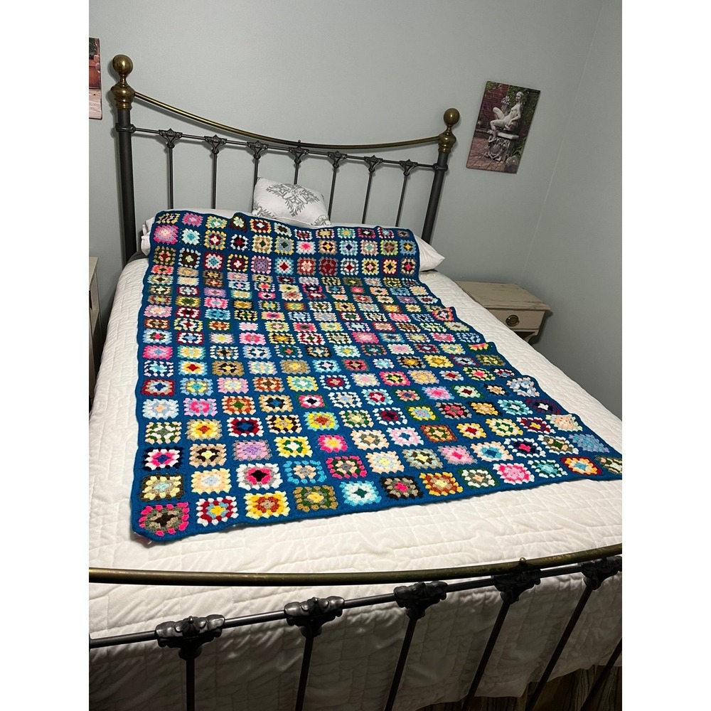 Crochet Granny Square Multicolor Throw